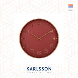 Karlsson, Wall clock 40cm Elegance Glow aluminium red ochre
