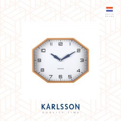 Karlsson, Wall clock L.32cm Modern Factory Octagon ochre yellow w. navy blue