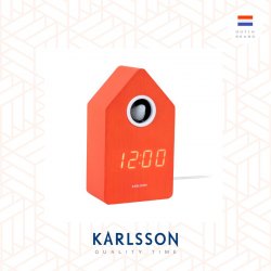 Karlsson, Alarm clock Cuckoo LED wood veneer bright orange