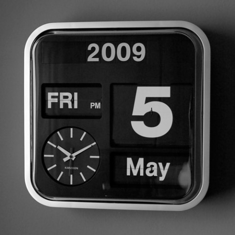 Karlsson 43cm Flip wall/table clock Silver/Black 荷蘭Karlsson 43cm(大)銀黑色翻頁式 座枱/掛牆時鐘