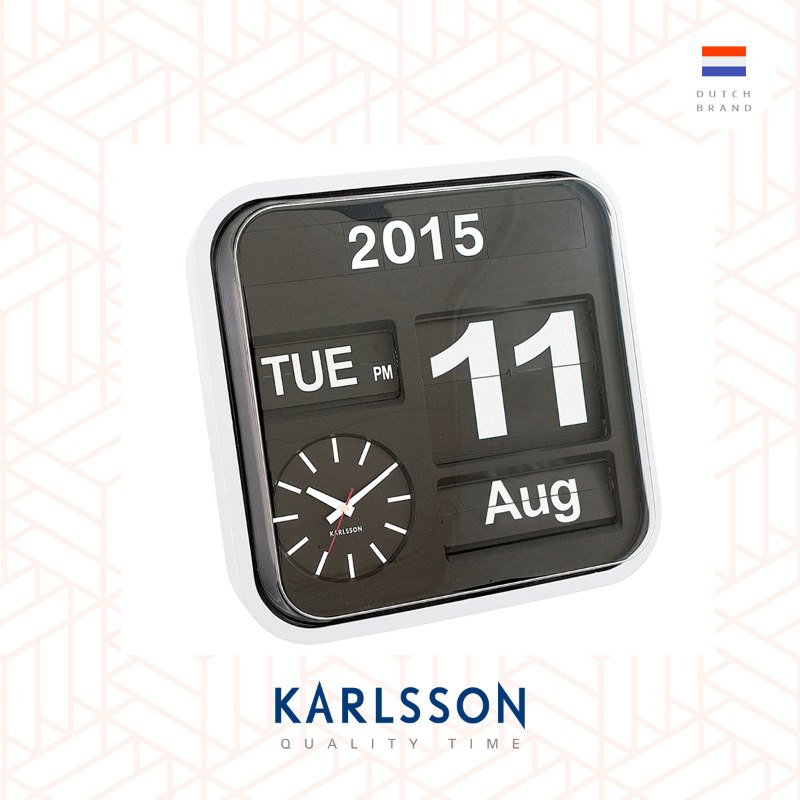 Karlsson 43cm Flip wall/table clock  White/Black 荷蘭Karlsson 43cm(大)白黑色翻頁式 座枱/掛牆時鐘