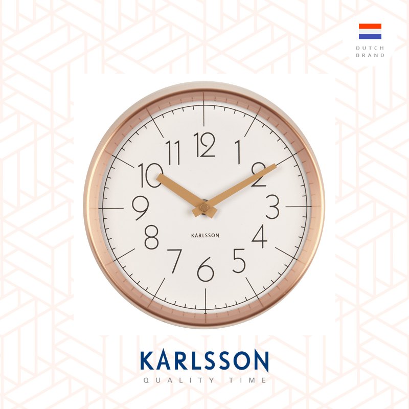 Karlsson, Wall clock Convex glass white, copper case 銅框凸玻璃掛鐘(白)