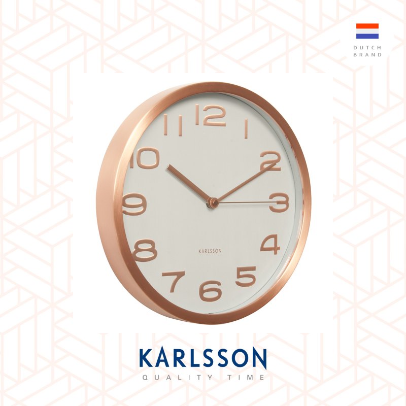 Karlsson, Wall clock 29cm Maxie copper numbers white