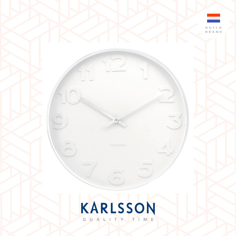 Karlsson 51cm wall clock Mr.White numbers white case 白色數字先生掛鐘