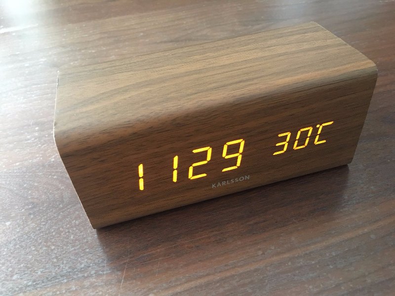 Karlsson, Alarm clock Block wood veneer dark wood LED