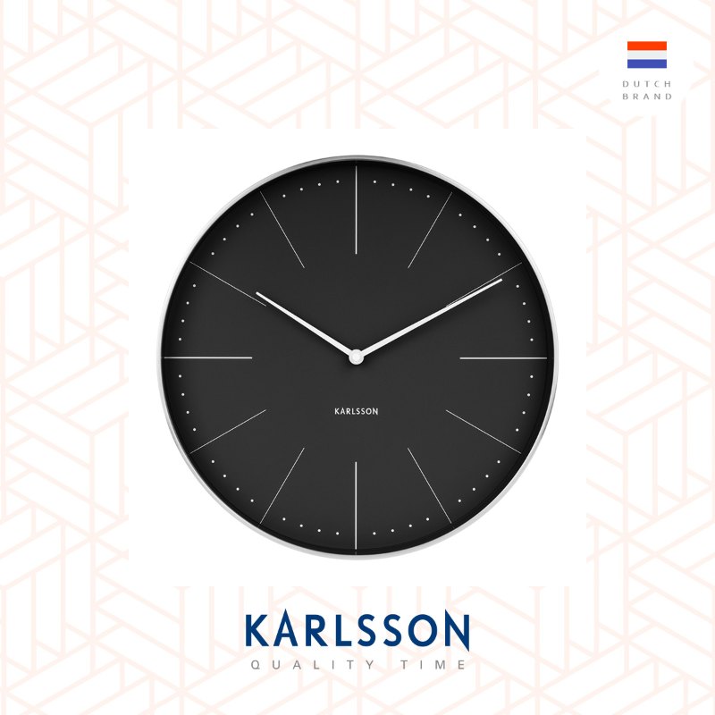Karlsson 37.5cm wall clock Normann station black, brushed case