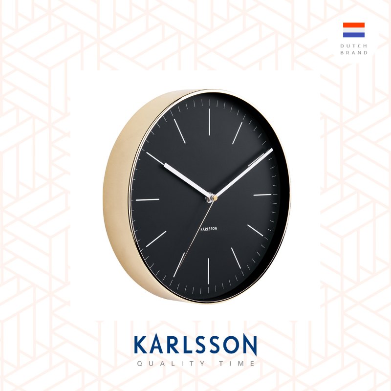 Karlsson wall clock Minimal black w.shiny gold case