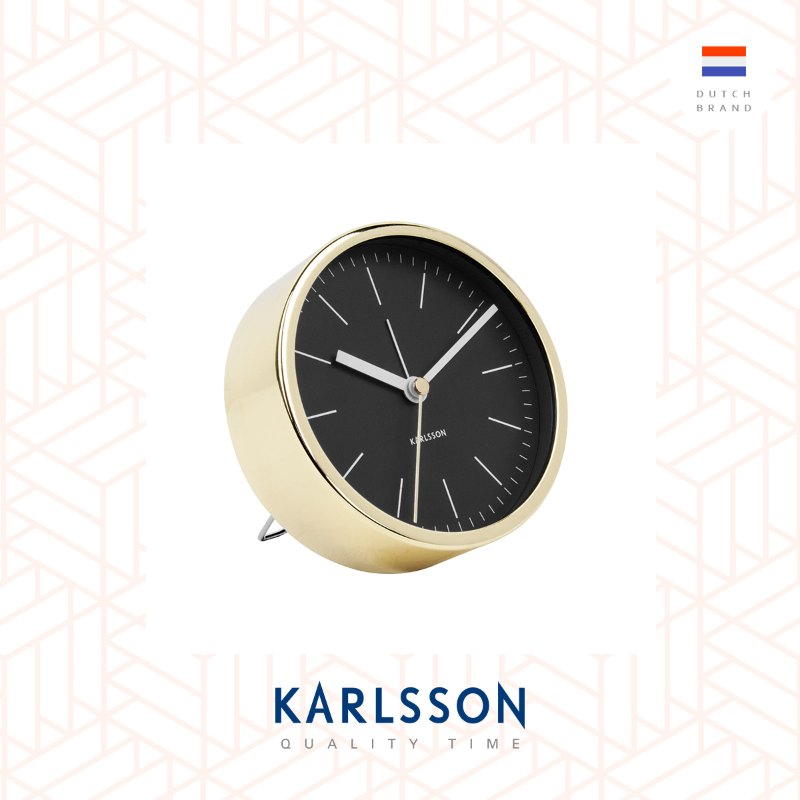 Karlsson, Alarm clock Minimal black w. shiny gold case