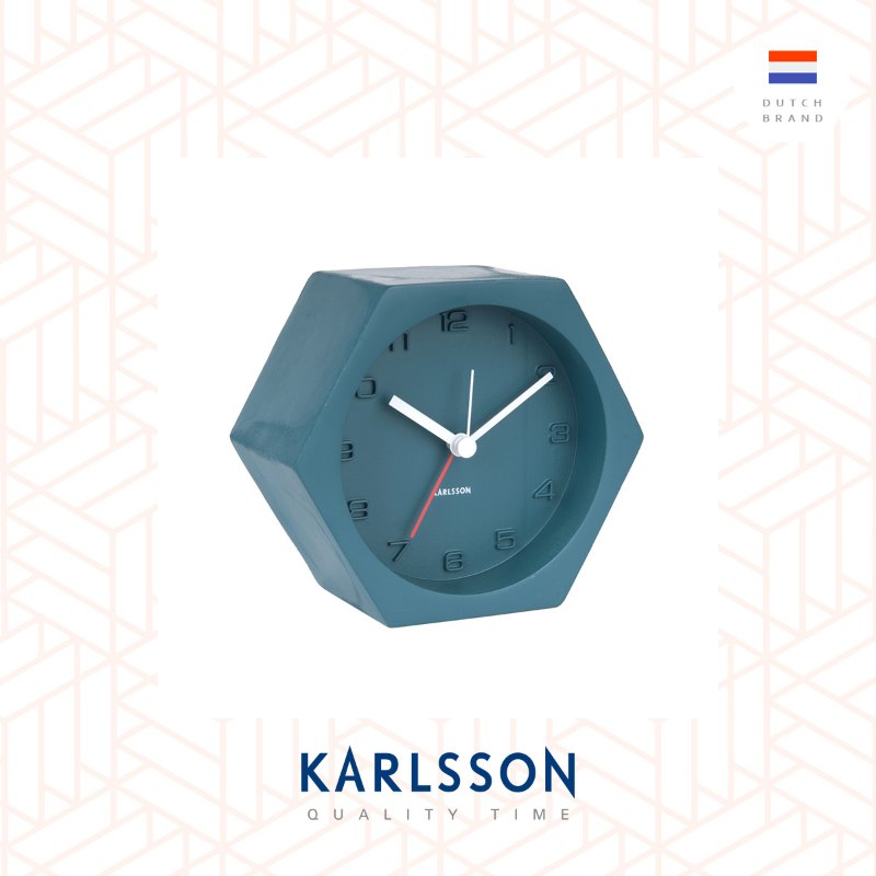 Karlsson, Alarm clock Hexagon concrete petrol blue