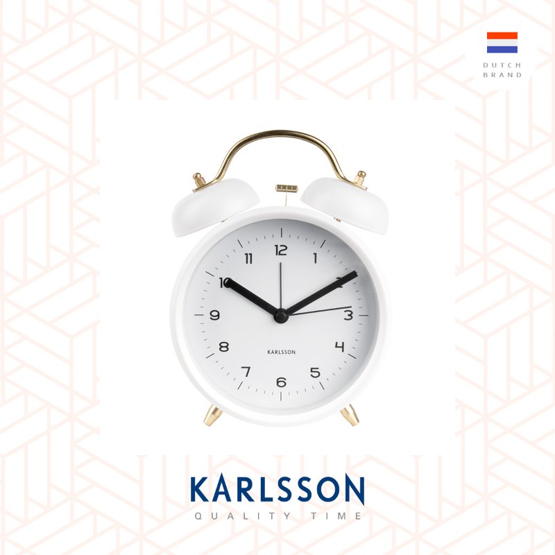 Karlsson, Big Alarm clock Classic Bell white w. gold parts