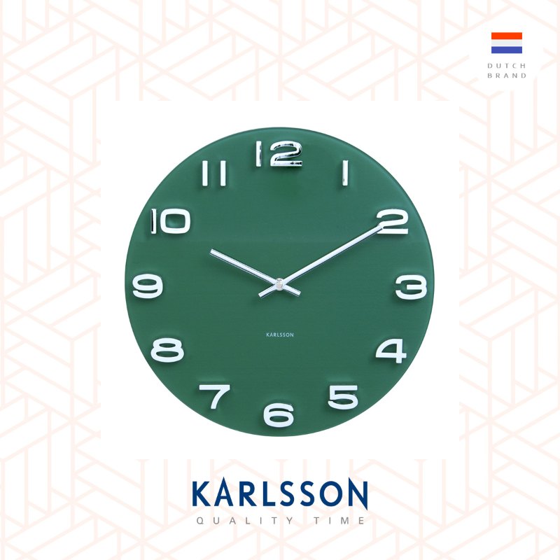 Karlsson Wall clock Vintage jungle green round glass