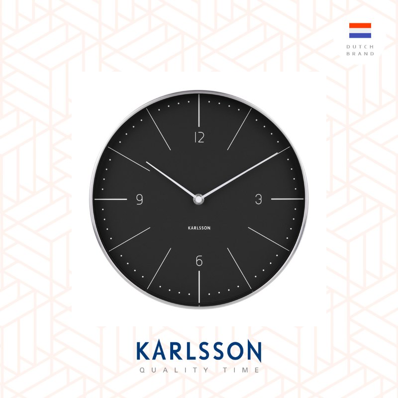 Karlsson wall clock Normann numbers black, brushed case