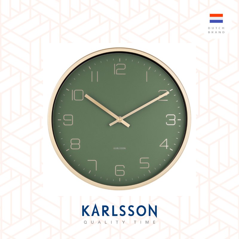 Karlsson Wall clock Gold Elegance green