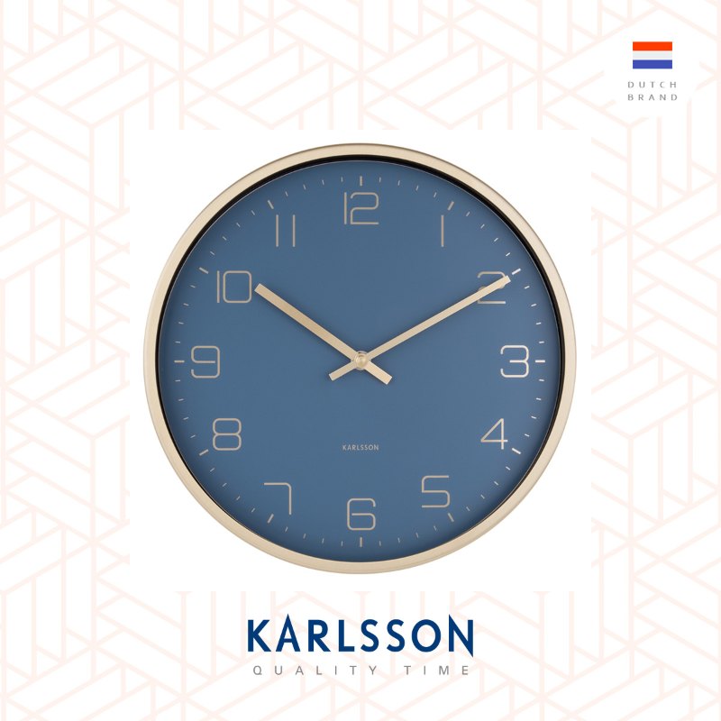 Karlsson Wall clock Gold Elegance blue