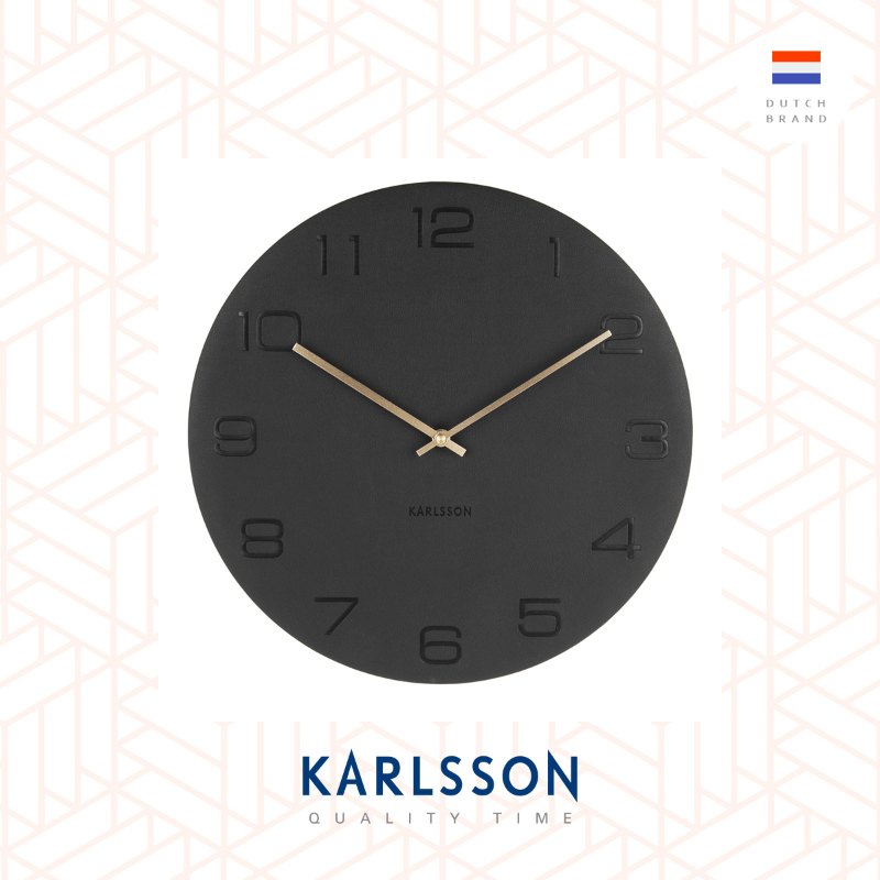 Karlsson, Wall clock Vigorous black, PU leather