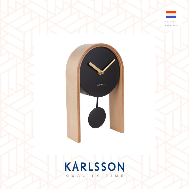 Karlsson, Table clock Smart light wood, black (Pendulum) Smart搖擺枱鐘淺木色