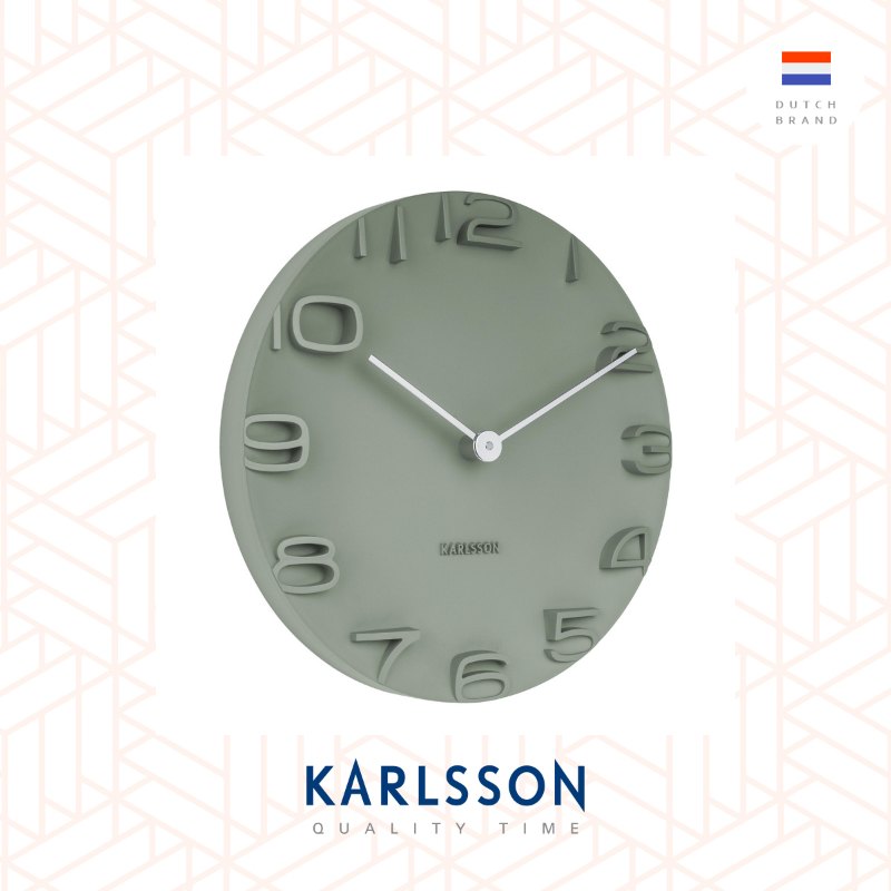 Karlsson Wall clock 42cm On The Edge jungle green w. chrome hands 荷蘭Karlsson OTE 掛鐘