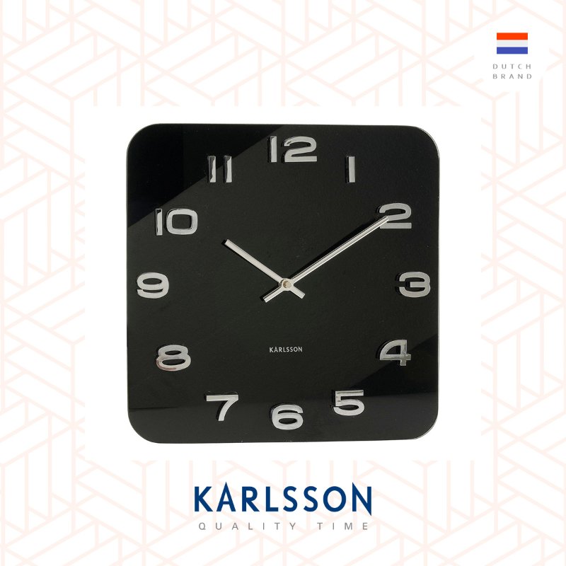 Karlsson Wall clock Vintage black square glass