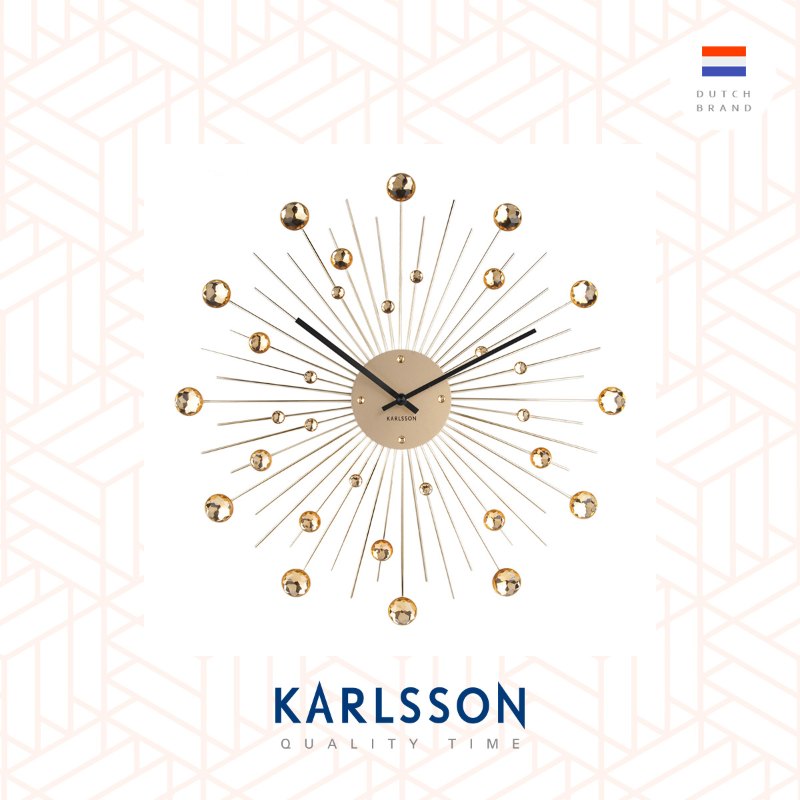 Karlsson Wall clock Sunburst crystal gold large