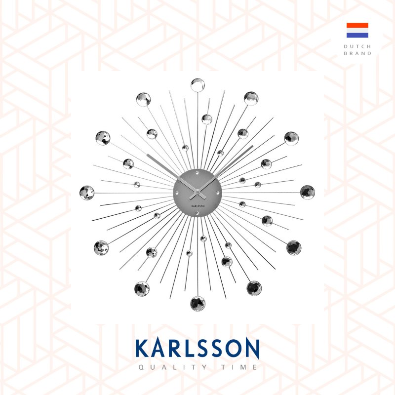 Karlsson Wall clock Sunburst crystal silver large