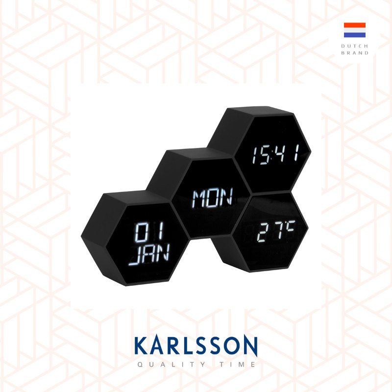 Karlsson, LED Alarm clock Six in the Mix rubberized black(Table/Hanging)