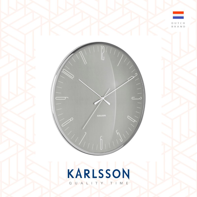 Karlsson, Wall clock Dragonfly mouse grey, Dome glass, Design by Boxtel Buijs