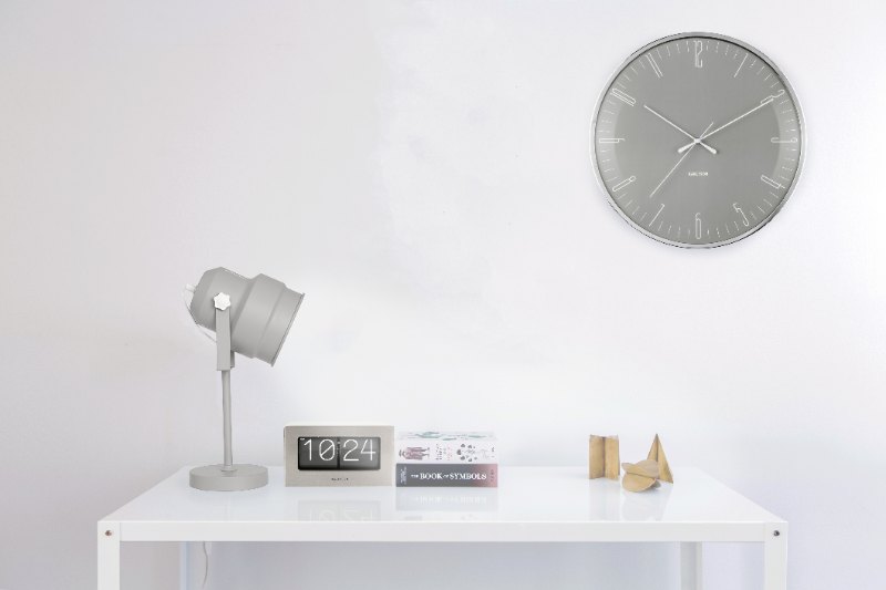 Karlsson, Wall clock Dragonfly mouse grey, Dome glass, Design by Boxtel Buijs