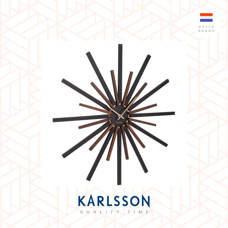 Karlsson, 60cm Wall clock Diva black w. walnut color