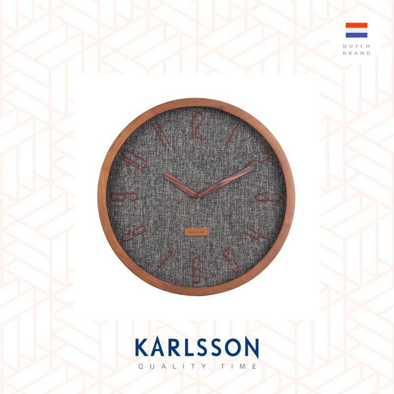 Karlsson, wall clock Canvas melange black, pine wood case