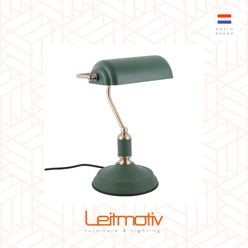 Leitmotiv, Table lamp Bank Green w. Antique Gold