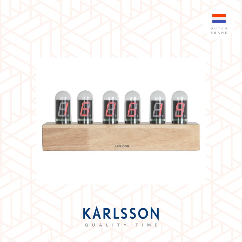 Karlsson, Table clock Cathode oak wood base