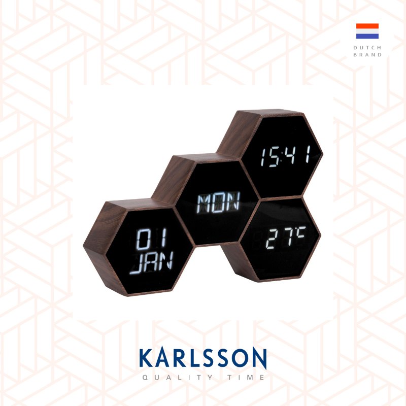 Karlsson, Alarm clock Six in the Mix wood painted (Table/Hanging)