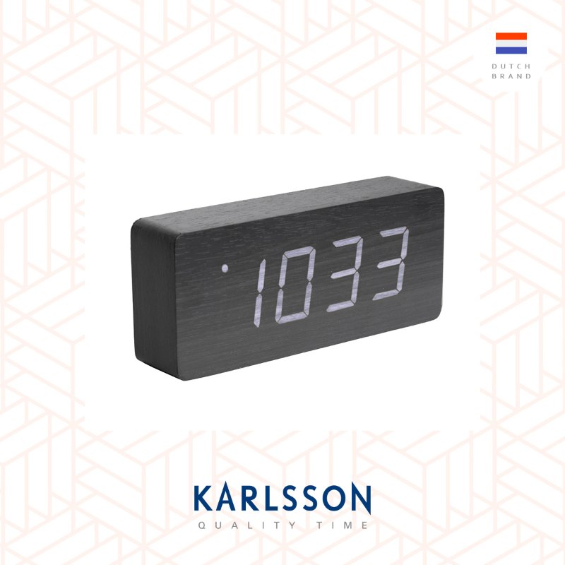 Karlsson, Alarm clock Tube black veneer, white LED