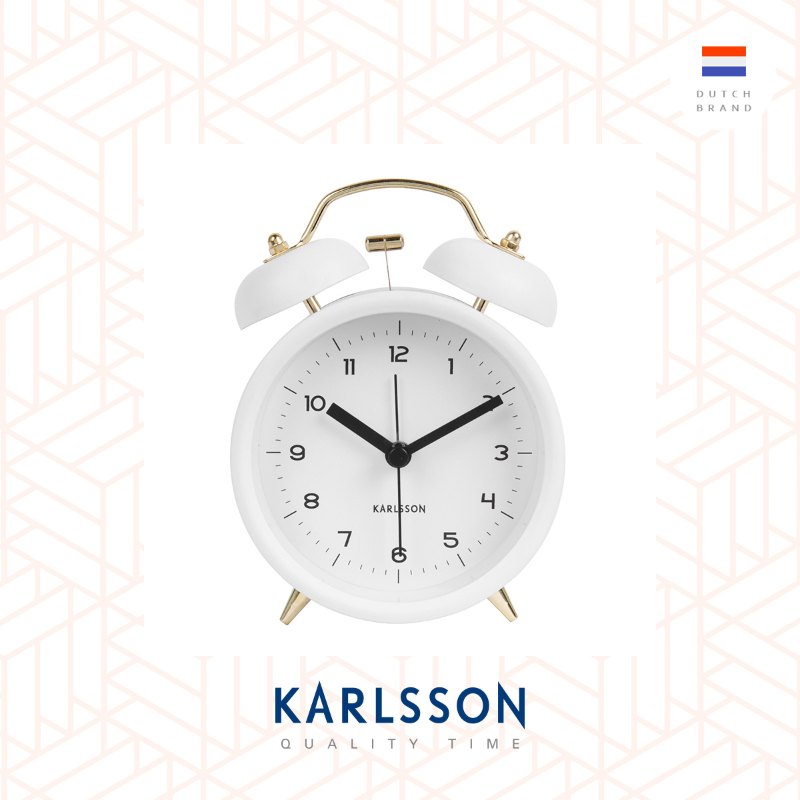 Karlsson, Alarm clock Classic Bell white w. gold parts