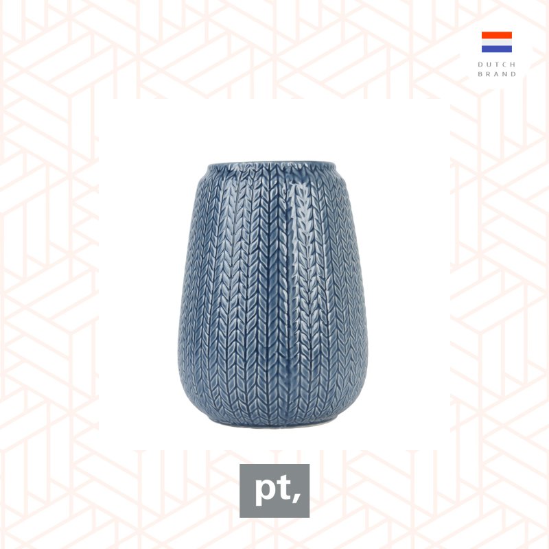 pt, Vase Knitted Large ceramic blue