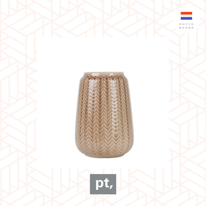 pt, Vase Knitted medium ceramic caramel brown