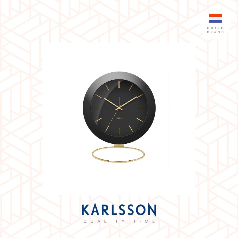 Karlsson, Alarm clock Globe black w. gold plated stand
