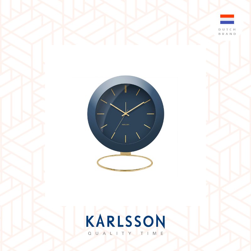 Karlsson, Alarm clock Globe blue w. gold plated stand