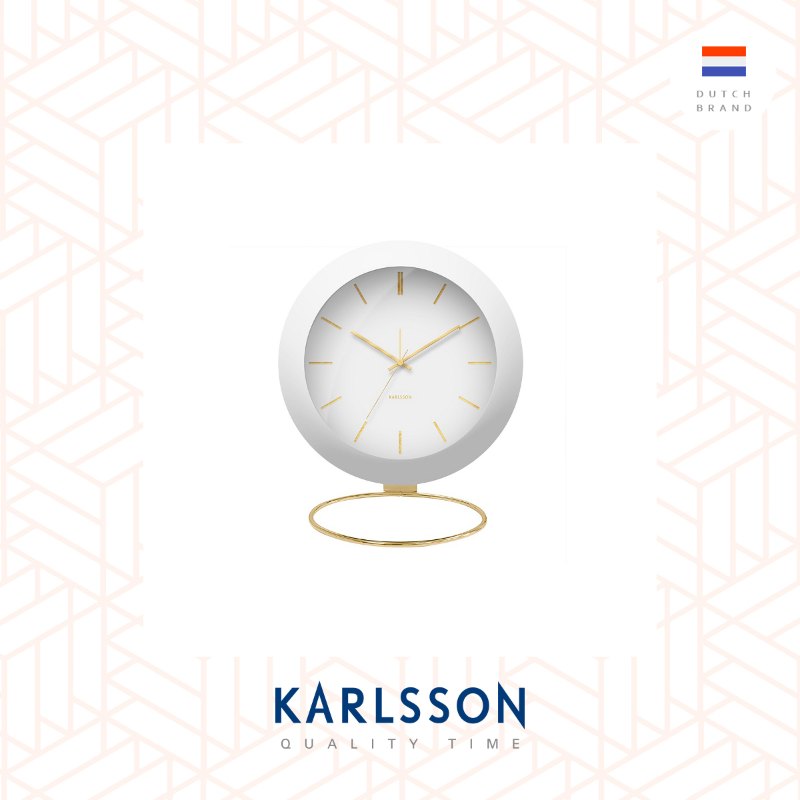 Karlsson, Alarm clock Globe white w. gold plated stand