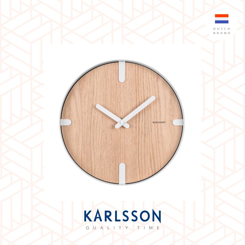 Karlsson wall clock 30cm Dashed oak wood white