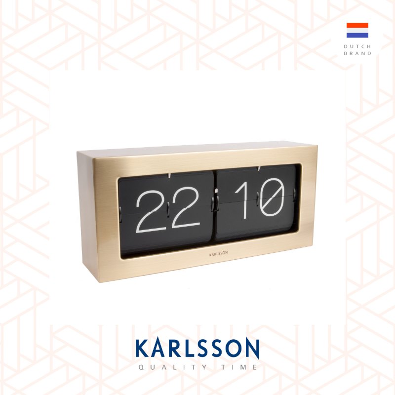 Karlsson, Flip clock Boxed XL brushed gold  (Table/Hanging)