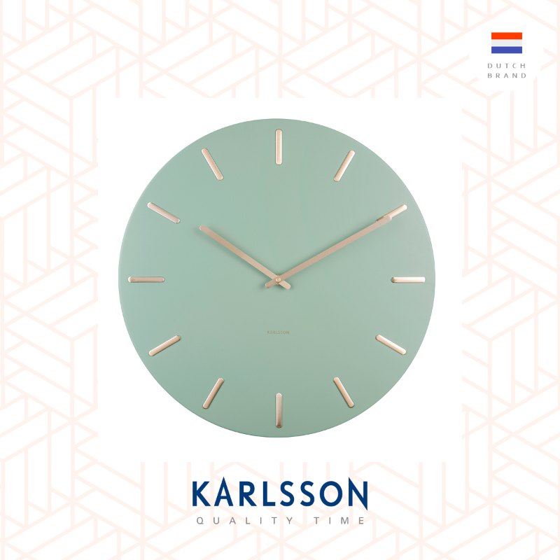 Karlsson Wall clock Charm steel jade green with gold battons