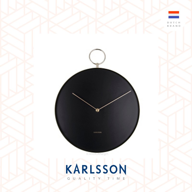 Karlsson wall clock L43cm Hook black, Design by Anne Rieck