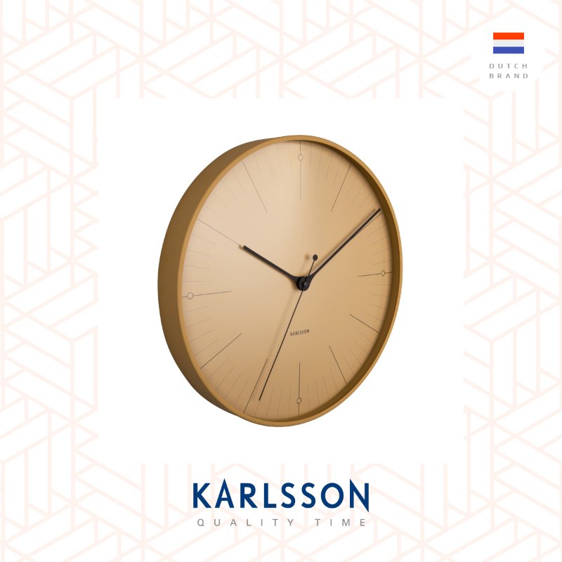 Karlsson, Wall clock 40cm Index mustard yellow, Design by Boxtel Buijs