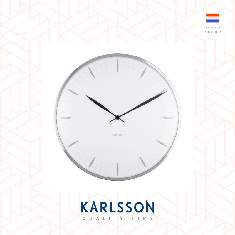 Karlsson, Wall clock Leaf white, Dome glass, Design by Boxtel Buijs