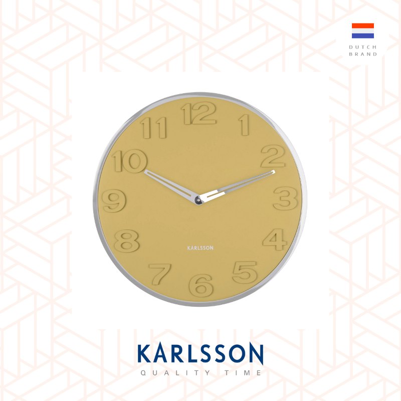 Karlsson Wall clock New Original numbers mustard yellow