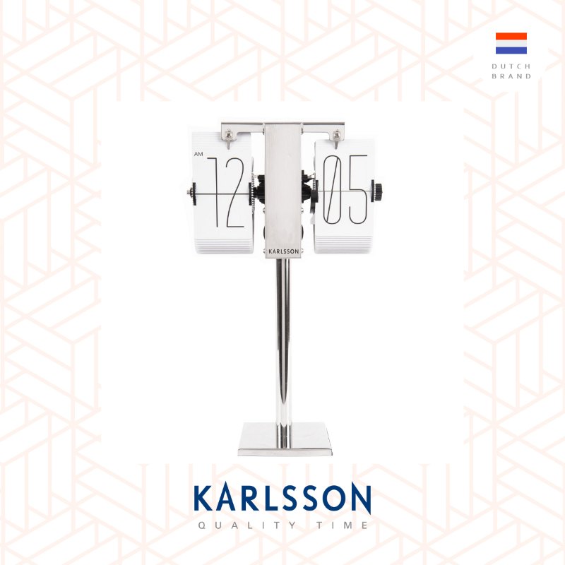Karlsson, Flip clock No Case mini white, chrome stand (Table/Hanging)