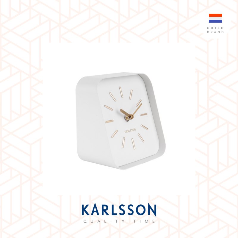 Karlsson, Table clock Squared white steel, white dial