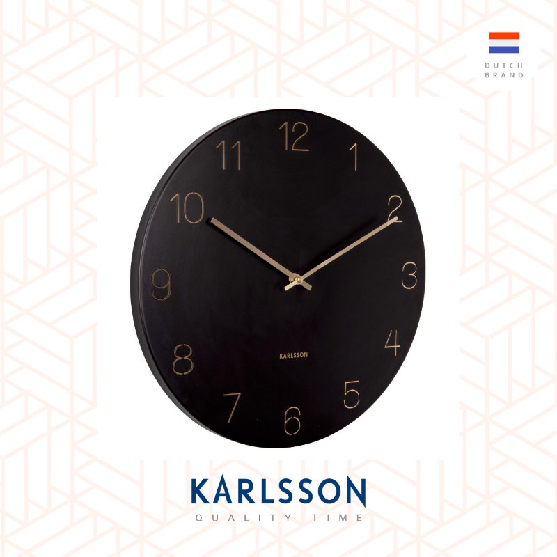 Karlsson Wall clock Charm engraved numbers black