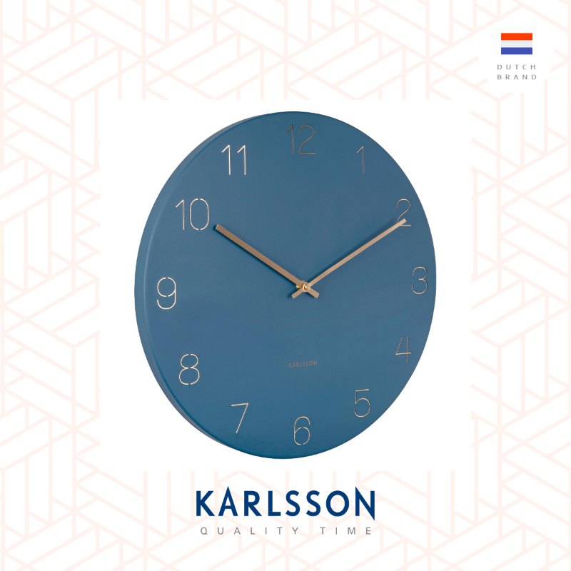 Karlsson Wall clock Charm engraved numbers blue